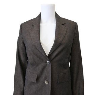 Dark Brown Two-Button Linen Blazer