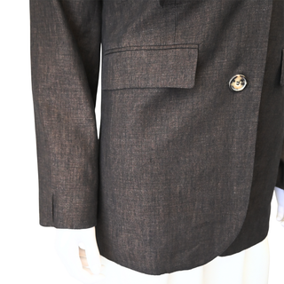 Dark Brown Two-Button Linen Blazer