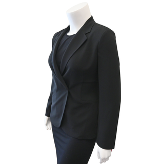 THEORY | Admiral Crepe Black Double-Breasted Rib Blazer