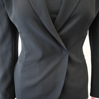 Admiral Crepe Black Double-Breasted Rib Blazer