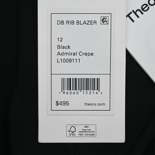 THEORY | Admiral Crepe Black Double-Breasted Rib Blazer