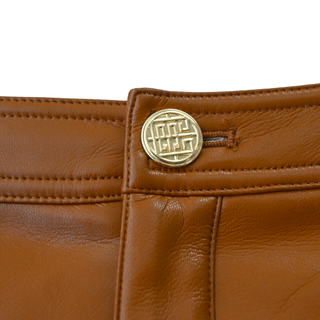 Cognac Faux Leather Midi Pencil Skirt