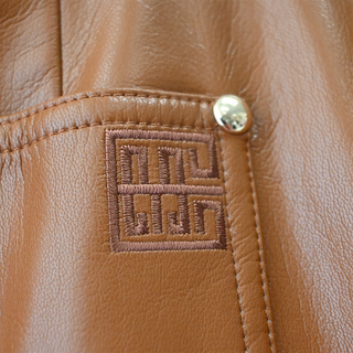 Cognac Faux Leather Midi Pencil Skirt