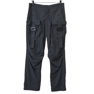 Black FF Buckle Technical Nylon Cargo Pants