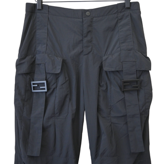 Black FF Buckle Technical Nylon Cargo Pants