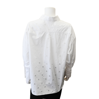 White Eyelet Embroidered Cotton Poplin Shirt