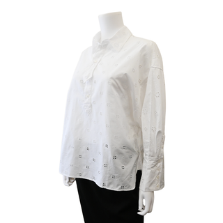 White Eyelet Embroidered Cotton Poplin Shirt