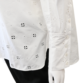 White Eyelet Embroidered Cotton Poplin Shirt