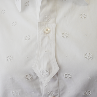 White Eyelet Embroidered Cotton Poplin Shirt