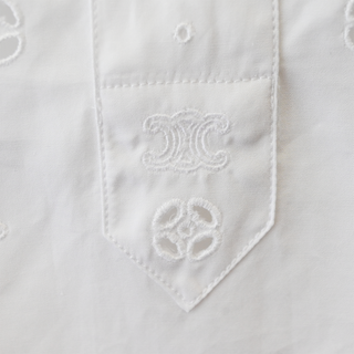 White Eyelet Embroidered Cotton Poplin Shirt