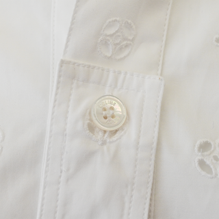 White Eyelet Embroidered Cotton Poplin Shirt
