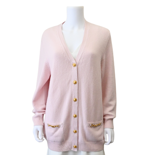 Gold-Tone Anchor Button Cashmere Cardigan
