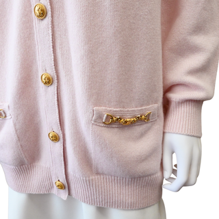 Gold-Tone Anchor Button Cashmere Cardigan