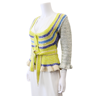 Multicolor Crochet Belted Cardigan