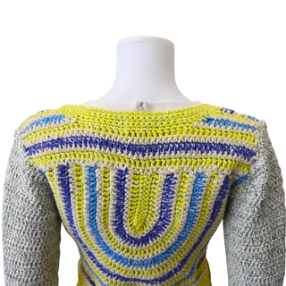 Multicolor Crochet Belted Cardigan