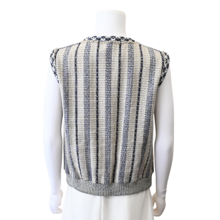 Sequin Trim Tweed Sleeveless Vest