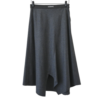 LOEWE | Charcoal Asymmetric Wool Cashmere Midi Skirt