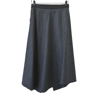 Charcoal Asymmetric Wool Cashmere Midi Skirt