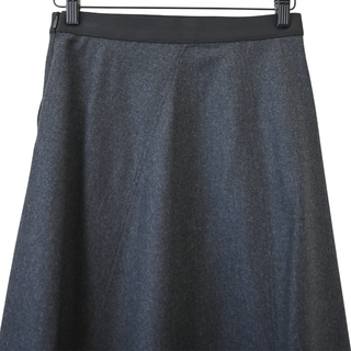 Charcoal Asymmetric Wool Cashmere Midi Skirt