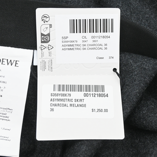 LOEWE | Charcoal Asymmetric Wool Cashmere Midi Skirt