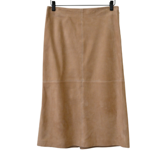 Dark Beige Suede A-Line Skirt