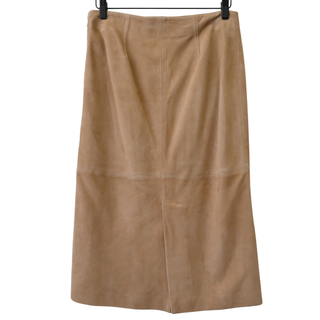 Dark Beige Suede A-Line Skirt