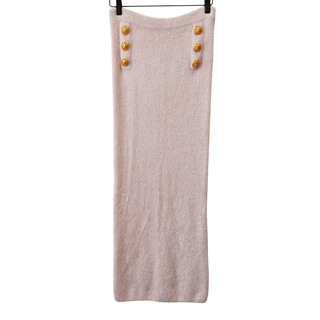 Light Pink Gold Button Knit Maxi Skirt