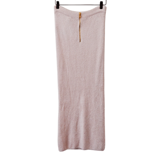 Light Pink Gold Button Knit Maxi Skirt