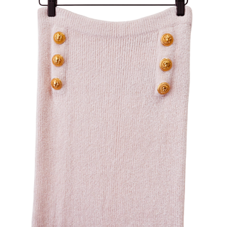 Light Pink Gold Button Knit Maxi Skirt