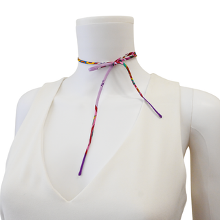 Multicolor Spaghetti Twilly Printed Silk Cord
