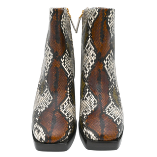 Snakeskin-Embossed Print Heel Ankle Boots