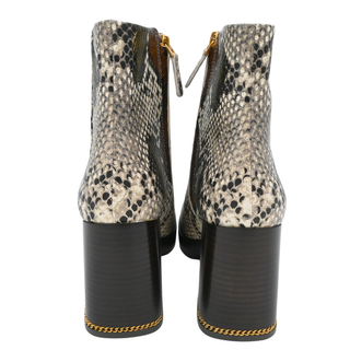 Snakeskin-Embossed Print Heel Ankle Boots