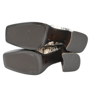 Snakeskin-Embossed Print Heel Ankle Boots
