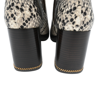 Snakeskin-Embossed Print Heel Ankle Boots