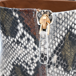 Snakeskin-Embossed Print Heel Ankle Boots