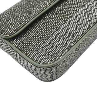 Olive Green Beaded Flap Shoulder Bag
