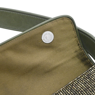 Olive Green Beaded Flap Shoulder Bag