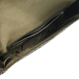 Olive Green Beaded Flap Shoulder Bag