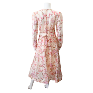 Floral Crystal Embellished Belt Midi Dress