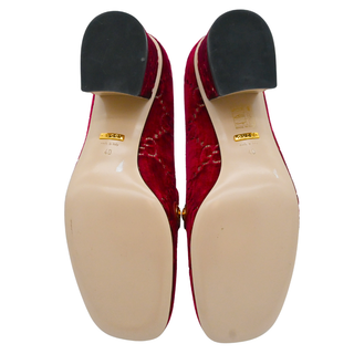 Red GG Velvet Chain Horsebit Mid-Heel Loafers