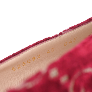 Red GG Velvet Chain Horsebit Mid-Heel Loafers