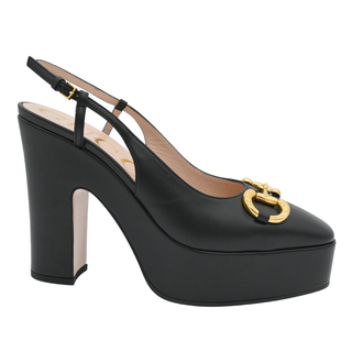 Nappa Horsebit Platform Slingback Pumps