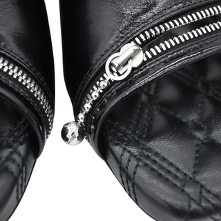 Peep Zipper Detail Leather Heeled Mules