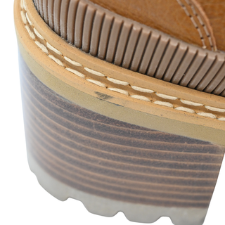 Brown Leather Platform Lug Sole Penny Loafers