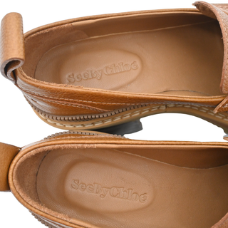 Brown Leather Platform Lug Sole Penny Loafers
