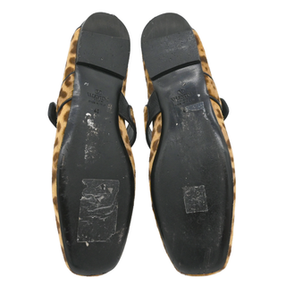 VLogo Leopard Print Calf Hair Mary Jane Flats