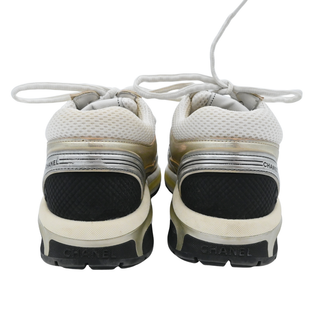 Vintage Metallic Gold & White CC Logo Mesh Sneakers
