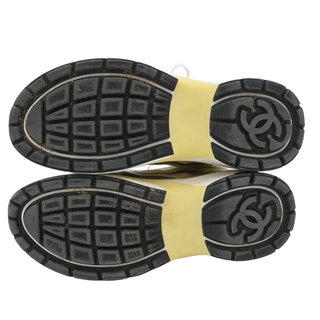Vintage Metallic Gold & White CC Logo Mesh Sneakers