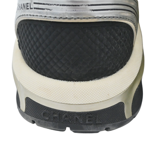 Vintage Metallic Gold & White CC Logo Mesh Sneakers