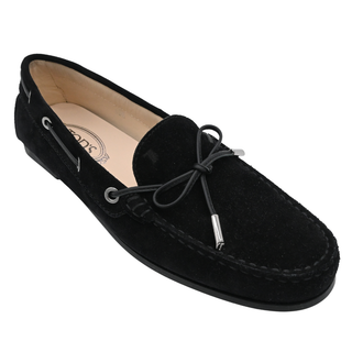 Black Gommino Suede Bow Driving Loafers